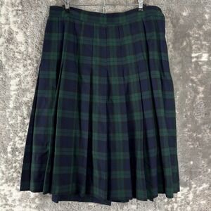 Hunters Run Size 12 Plaid Pleated Academic Preppy Midi Skirt Green Womens